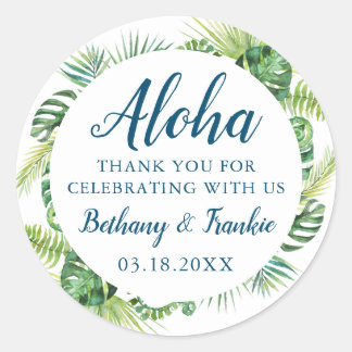 Adesivo Aloha Tropical Greenery Beach Casamento Obrigado