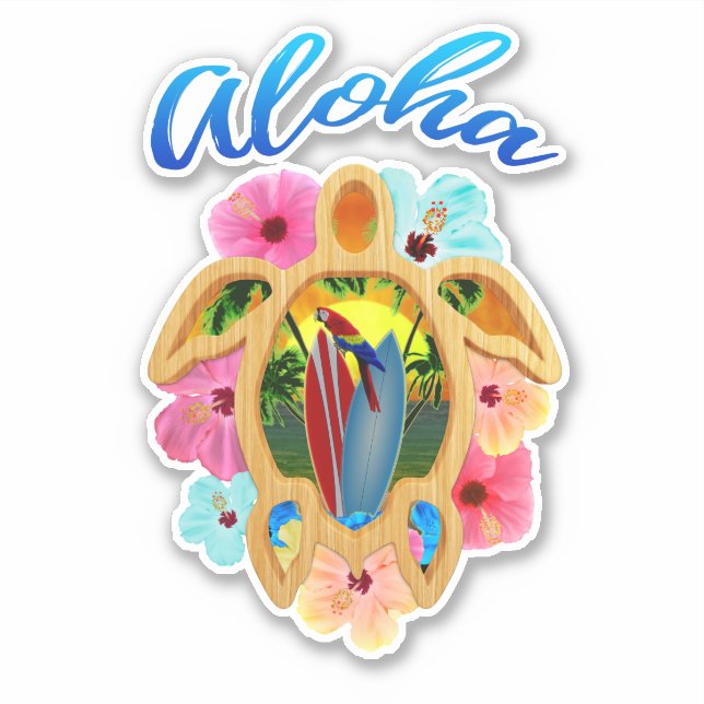 Adesivo Aloha Tropical Honu Turtle (Frente)