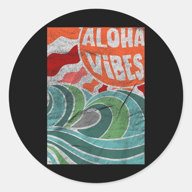 Adesivo Aloha Vibes Hawaii Sunset Waves (Frente)
