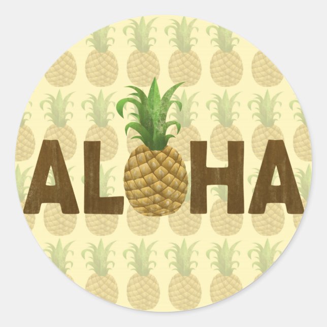 Adesivo Aloha Vintage Pineapple Havaiana (Frente)
