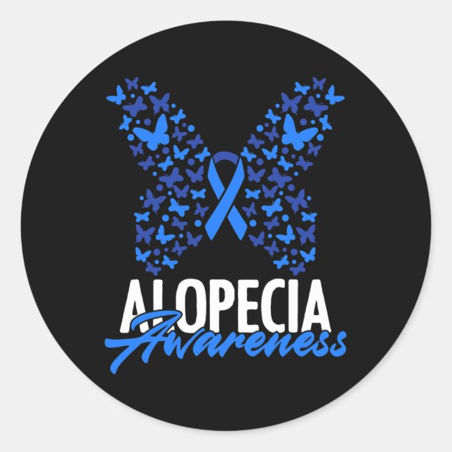 Adesivo Alopecia Consciência Azul Fita Borboleta Alopecia (Frente)