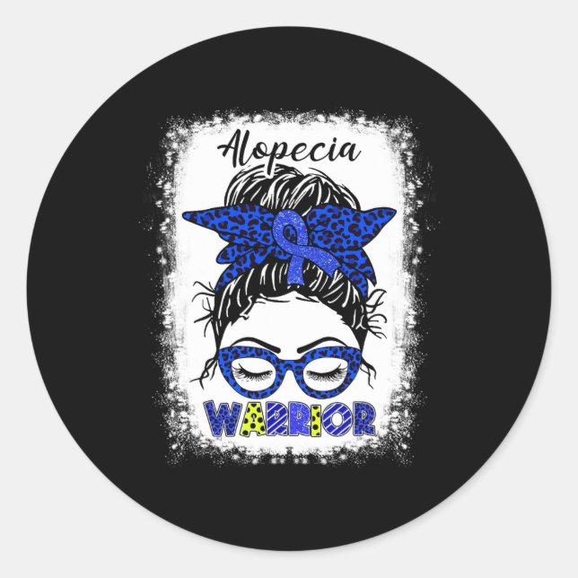 Adesivo Alopecia Warrior Messy Bun Blue Ribbon Alopecia Aw (Frente)