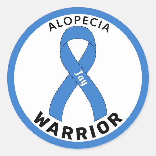 Adesivo Alopecia Warrior Ribbon White Round Sticker (Frente)