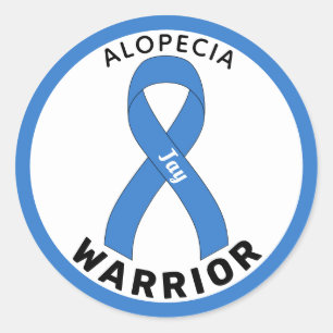 Adesivo Alopecia Warrior Ribbon White Round Sticker
