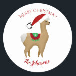 Adesivo Alpaca Christmas Round Sticker Envelope Seal<br><div class="desc">Alpaca tematizou os autocolantes de Natal ou use como selos de envelopes para os seus cartões de natal.</div>