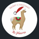 Adesivo Alpaca Christmas Round Sticker Envelope Seal<br><div class="desc">Alpaca tematizou os autocolantes de Natal ou use como selos de envelopes para os seus cartões de natal.</div>