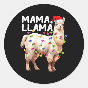 Adesivo Alpaca Llama Xmas Iluminação Santa Hat Mama Llama