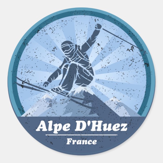 Adesivo Alpe d'Huez Station de ski - Skieur Sticker (Frente)