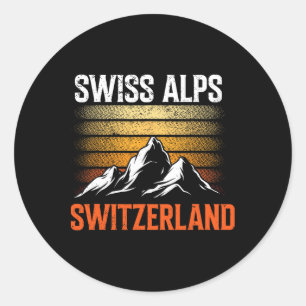 Adesivo Alpes Suíços Esqui Vintage Montanhas Suíça Present