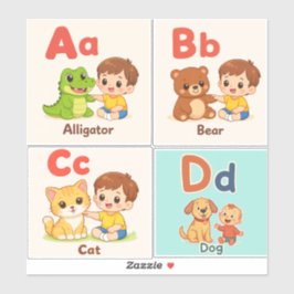 Adesivo Alphabet Animals Sticker Sheet A–D