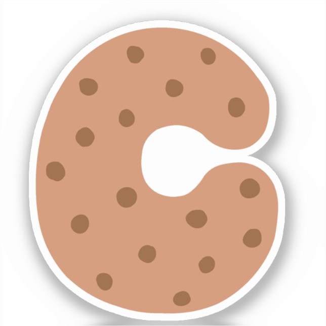 Adesivo Alphabet Sticker, Letra C Sticker, Cookie (Frente)