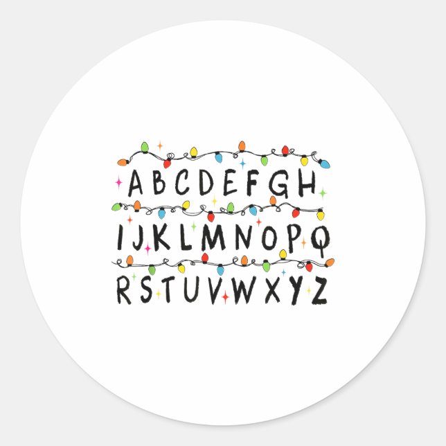 Adesivo Alphabet Stranger Christmas 2025 Lights Boys Girls (Frente)