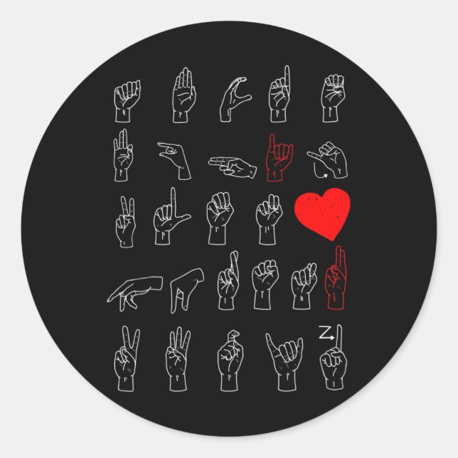 Adesivo Alphabet Teacher American Sing Language Asl Chart (Frente)