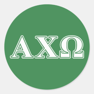 Adesivo Alphi Chi Omega Letras Brancas e Verdes