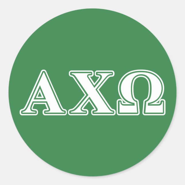 Adesivo Alphi Chi Omega Letras Brancas e Verdes (Frente)