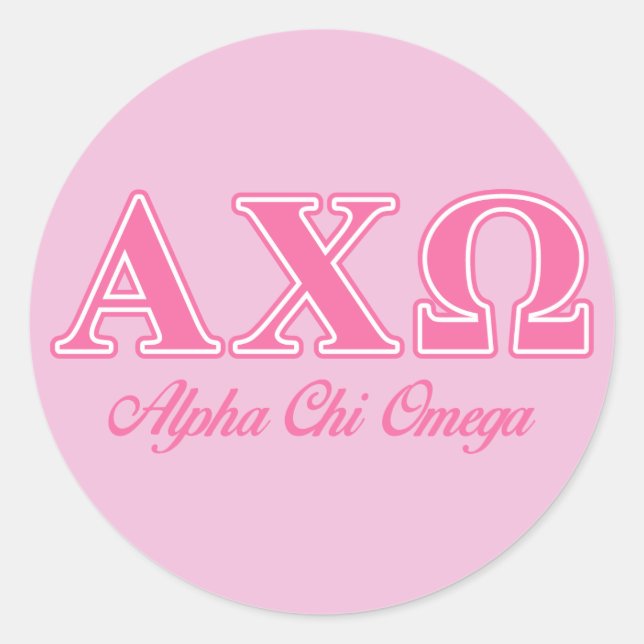 Adesivo Alphi Chi Omega Letras Rosa (Frente)