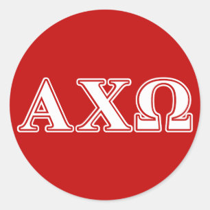 Adesivo Alphi Chi Omega White e Red Letters