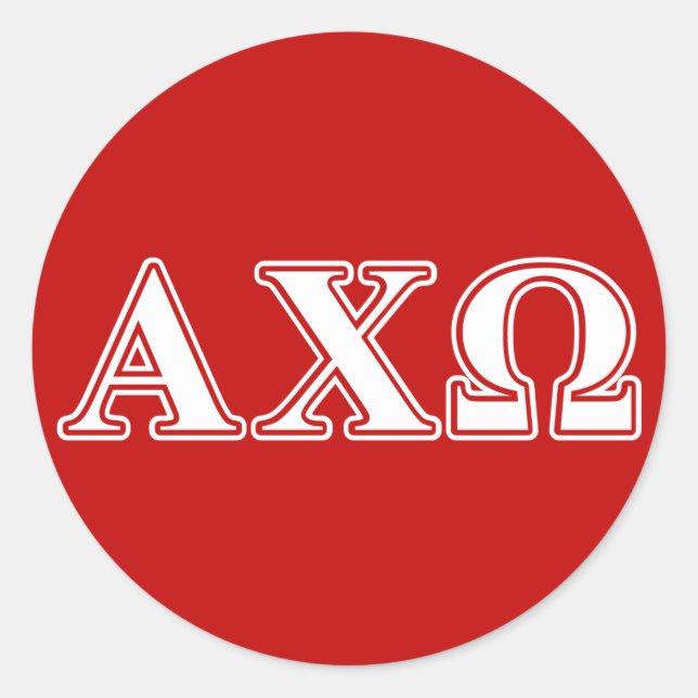 Adesivo Alphi Chi Omega White e Red Letters (Frente)