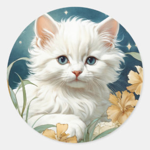 Adesivo Alphonse Mucha Art Nouveau Kitten