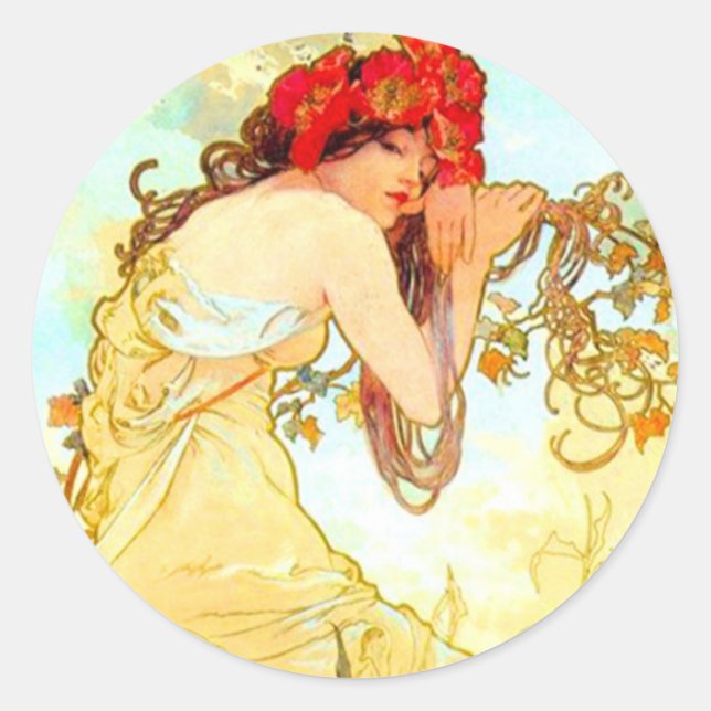 Adesivo Alphonse Mucha Art Nouveau Summer (Frente)