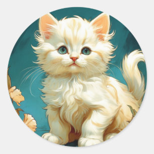Adesivo Alphonse Mucha Art Nouveau White Cat