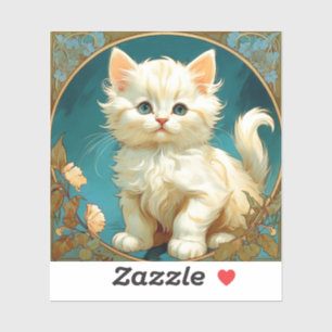 Adesivo Alphonse Mucha Art Nouveau White Cat