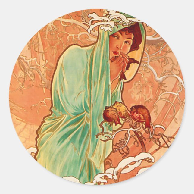 Adesivo Alphonse Mucha Art Nouveau Winter (Frente)