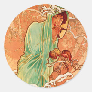 Adesivo Alphonse Mucha Art Nouveau Winter