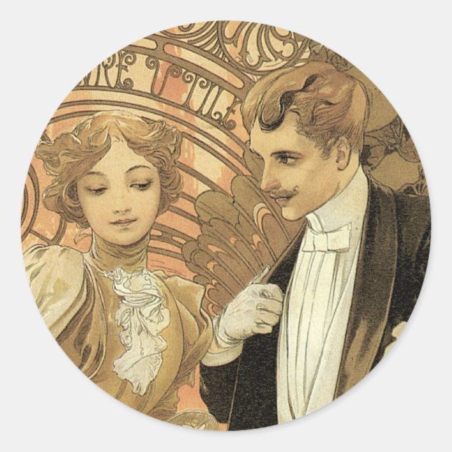 Adesivo Alphonse Mucha "Flirt" (Frente)