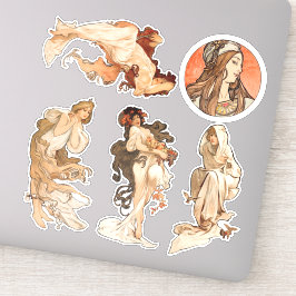 Adesivo Alphonse Mucha Four Seasons and Bonus Circle
