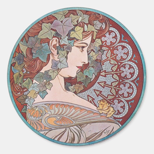Adesivo Alphonse Mucha Ivy Art Nouveau Stickers (Frente)