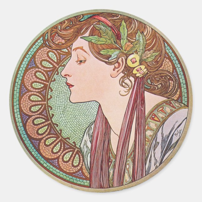 Adesivo Alphonse Mucha Laurel Art Nouveau Stickers (Frente)