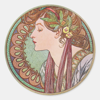 Adesivo Alphonse Mucha Laurel Art Nouveau Stickers