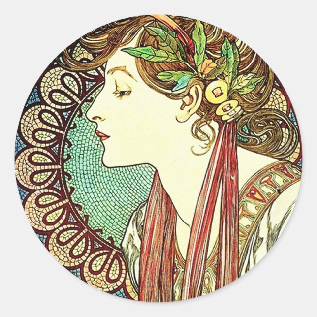 Adesivo Alphonse Mucha Laurel Stickers (Frente)