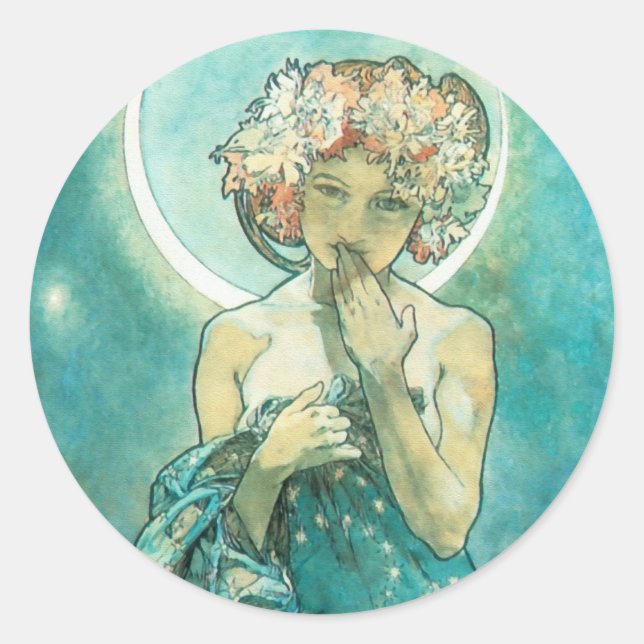 Adesivo Alphonse Mucha Moonlight Clair De Lune Art Nouveau (Frente)