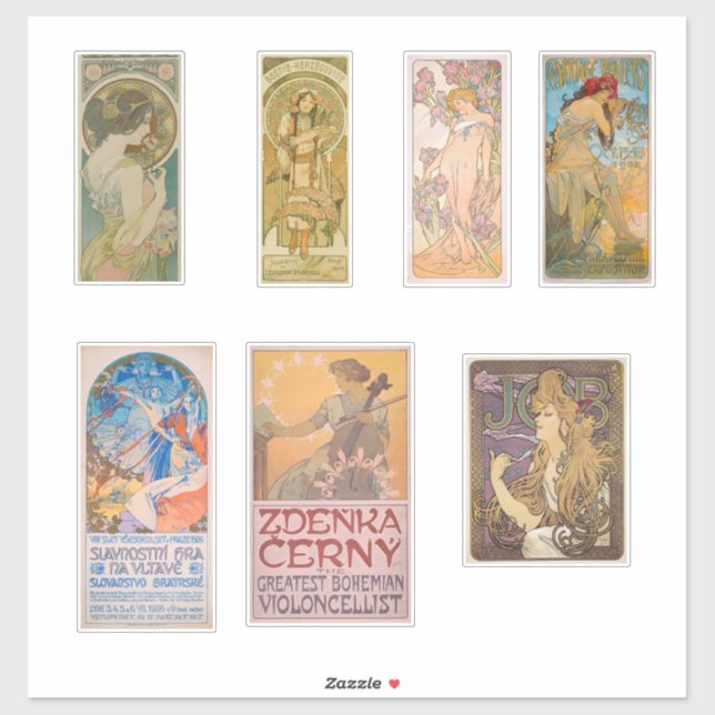 Adesivo Alphonse Mucha Sticker Assorção 1 (Folha)