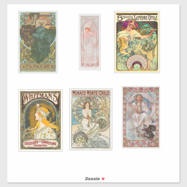 Adesivo Alphonse Mucha Sticker Assorção 2 (Folha)