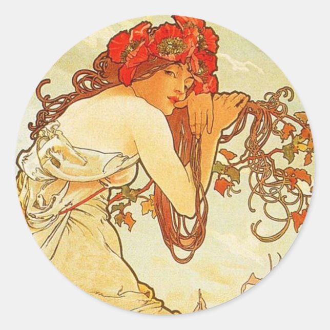 Adesivo Alphonse Mucha Summer Stickers (Frente)