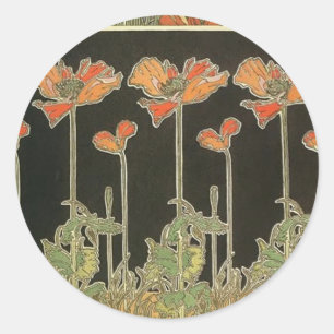 Adesivo Alphonse Mucha Vintage Popular Art Nouveau Poppies