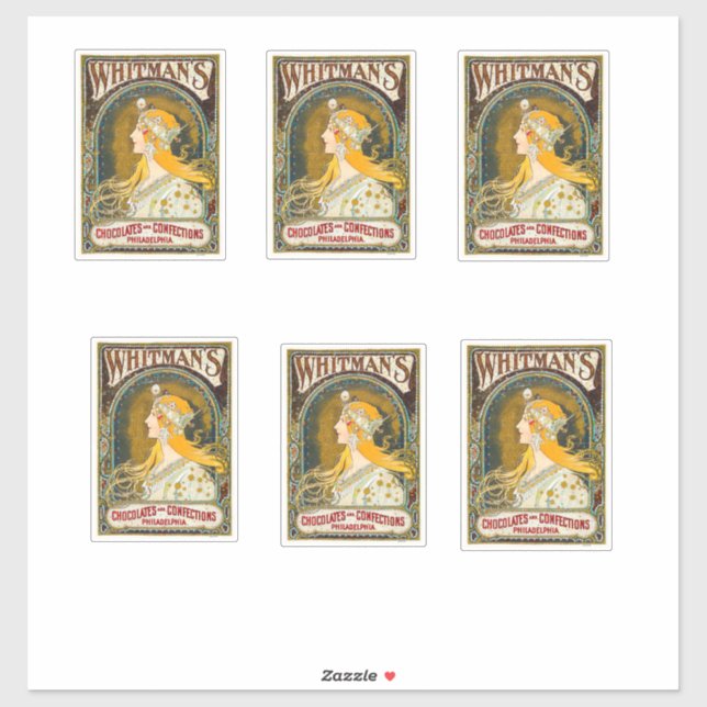 Adesivo Alphonse Mucha Vintage Whitman's Ad Sticker (Folha)