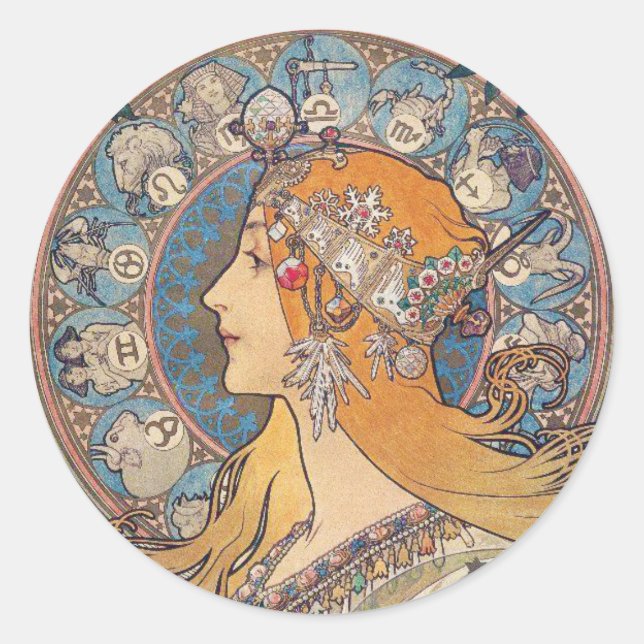 Adesivo Alphonse Mucha , “Zodiac” (Frente)