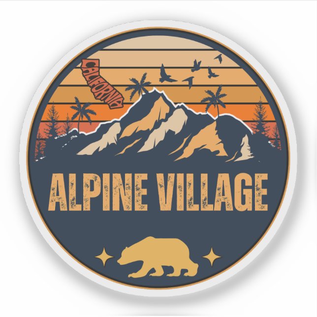 Adesivo Alpine Village, Califórnia (Frente)