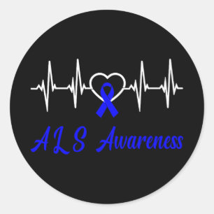 Adesivo Als Sensibence Heartbeat Love Blue Ribbon Support 