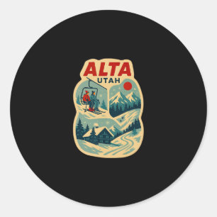 Adesivo Alta Utah Férias de Esqui Vintage Viagem de Esqui