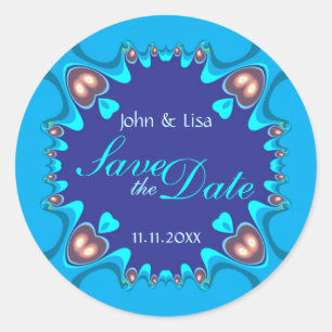 Adesivo Alternativo Blue Hearts Save the Date Stickers