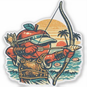 Adesivo Alvo de Praia Apple Archer — Verão Vintage