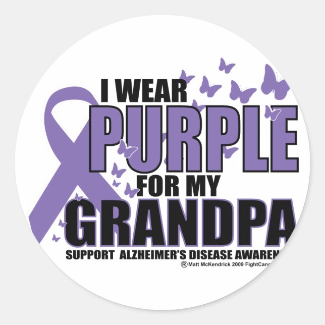 Adesivo Alzheimers: Roxo Para GRANDPA (Frente)