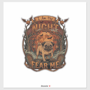 Adesivo Am Night Fear Me Pug Halloween Moon_1