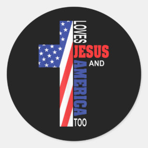 Adesivo Ama Jesus E a América Também Cruz Cristã Deus 4t