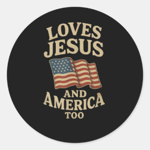 Adesivo Ama Jesus E América A Tee Vintage Flag Chris
